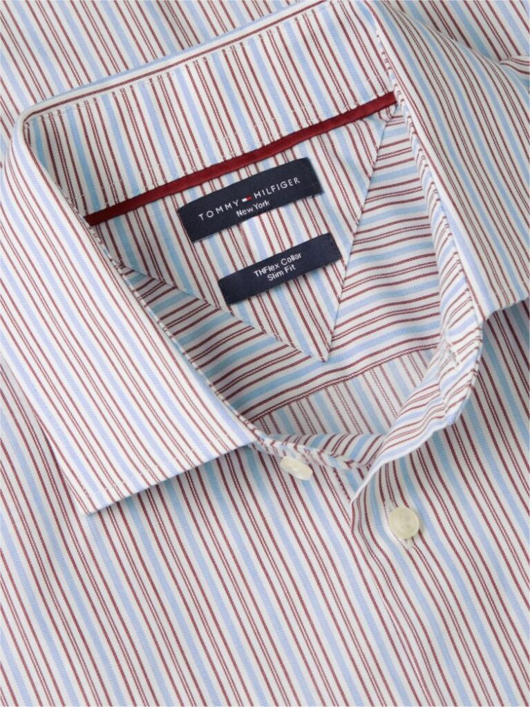 Multi New York Label Slim Fit Flex Collar Shirt  Men