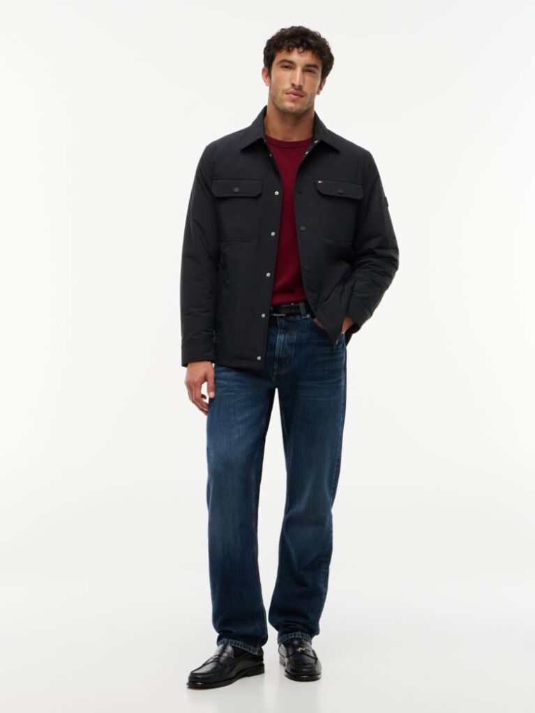 Black Packable Lightweight Shirt Jacket  Men