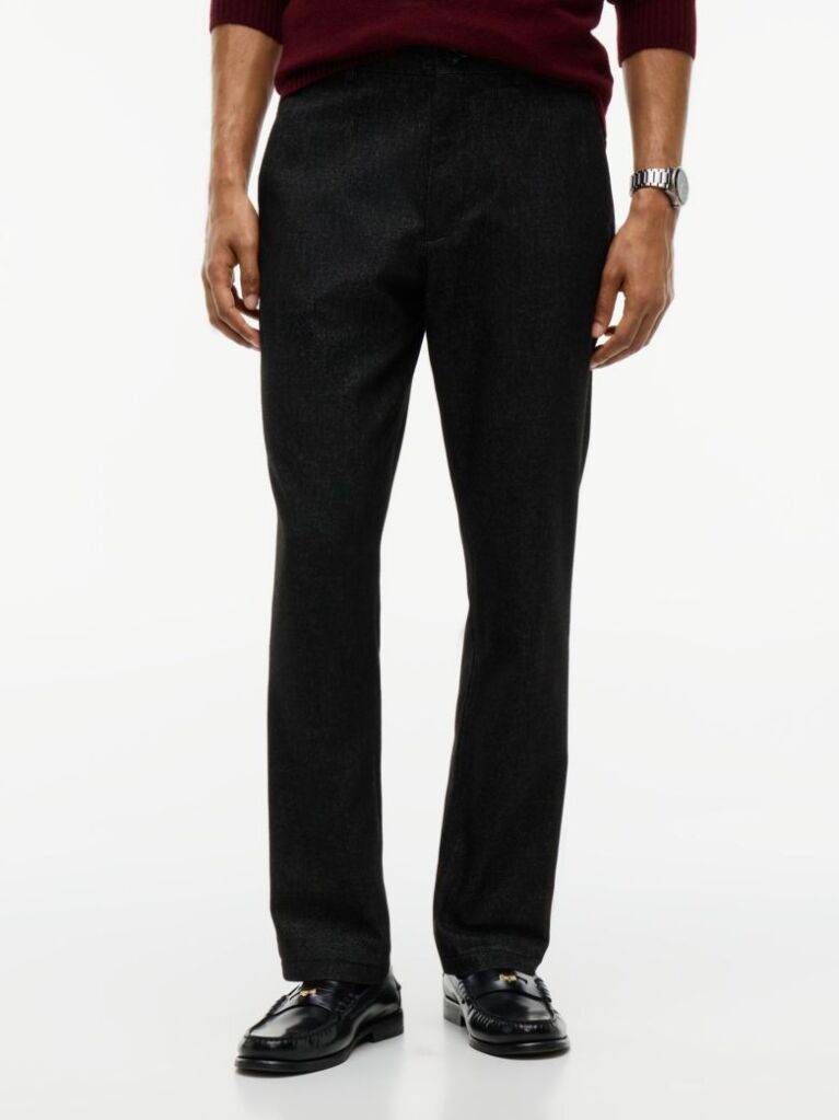 Black Denton Brushed Marl Straight Chinos  Men