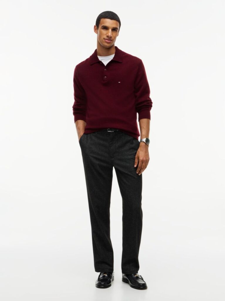 Black Denton Brushed Marl Straight Chinos  Men
