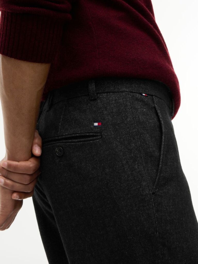 Black Denton Brushed Marl Straight Chinos  Men