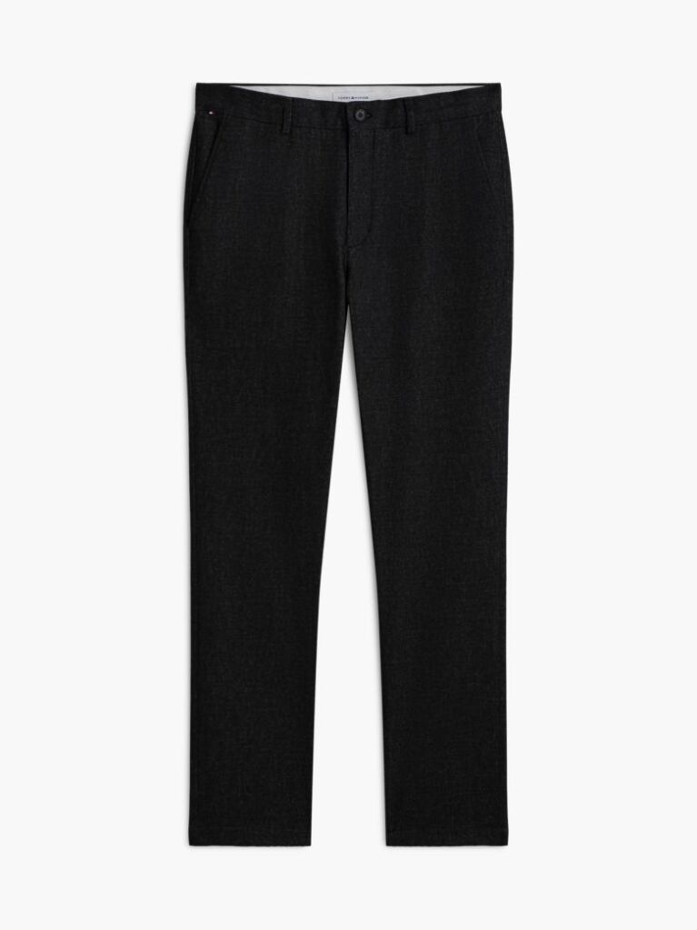 Black Denton Brushed Marl Straight Chinos  Men