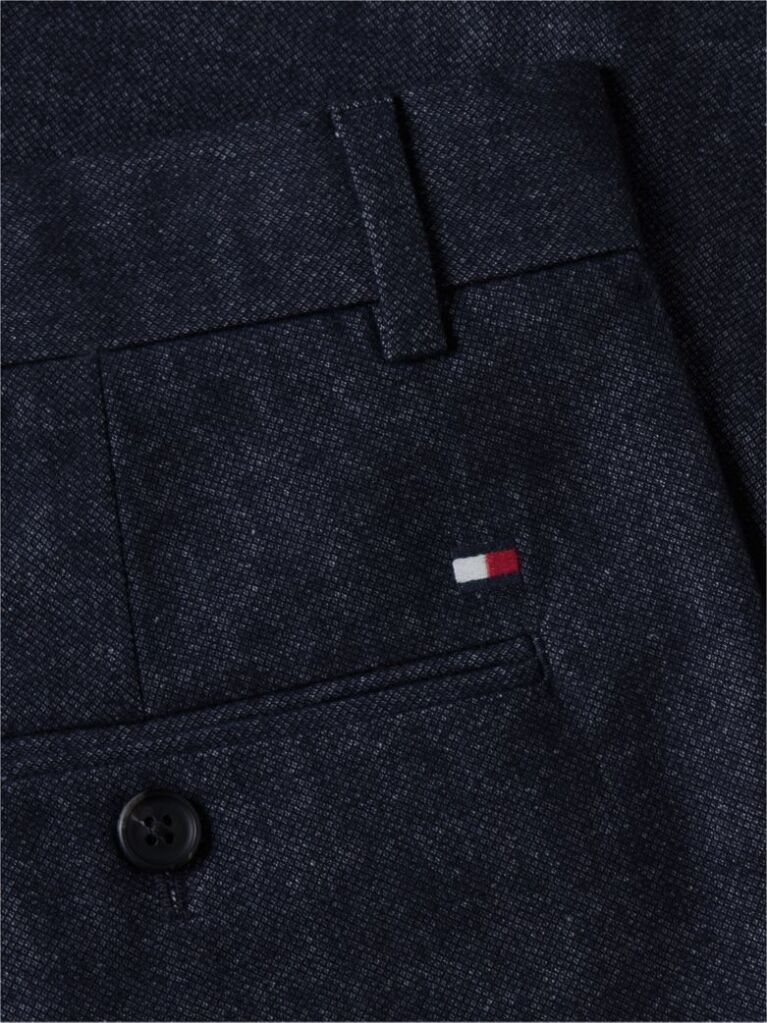 Blue Denton Brushed Marl Straight Chinos  Men