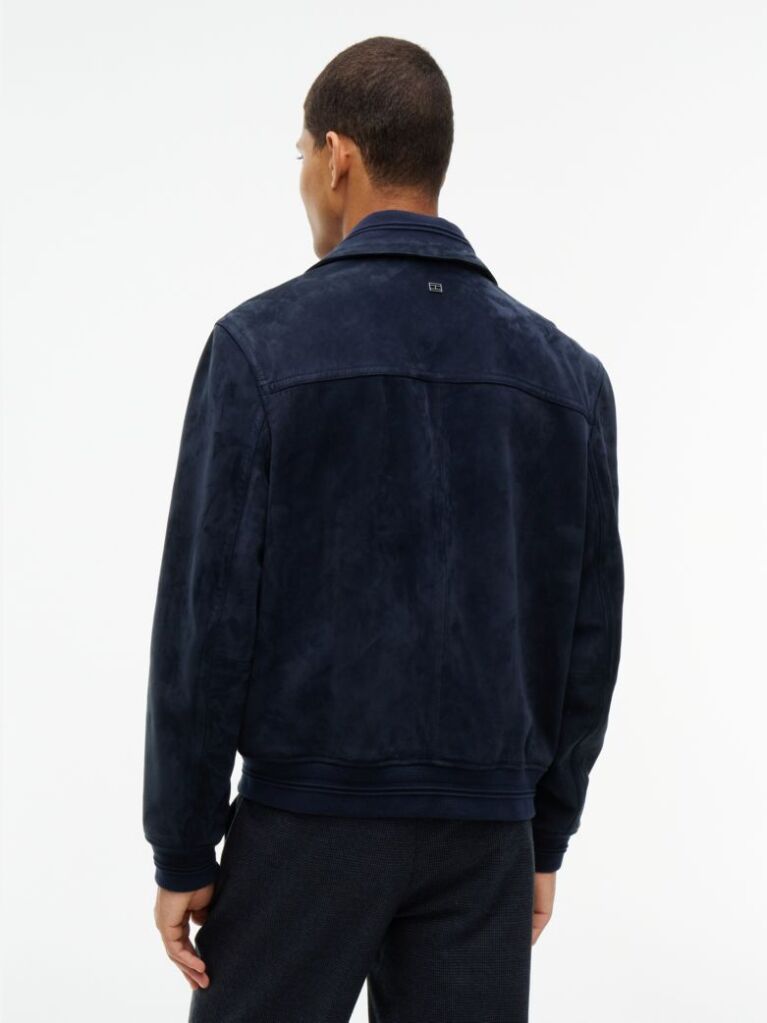 Blue New York Label Leather Zip-Thru Jacket  Men