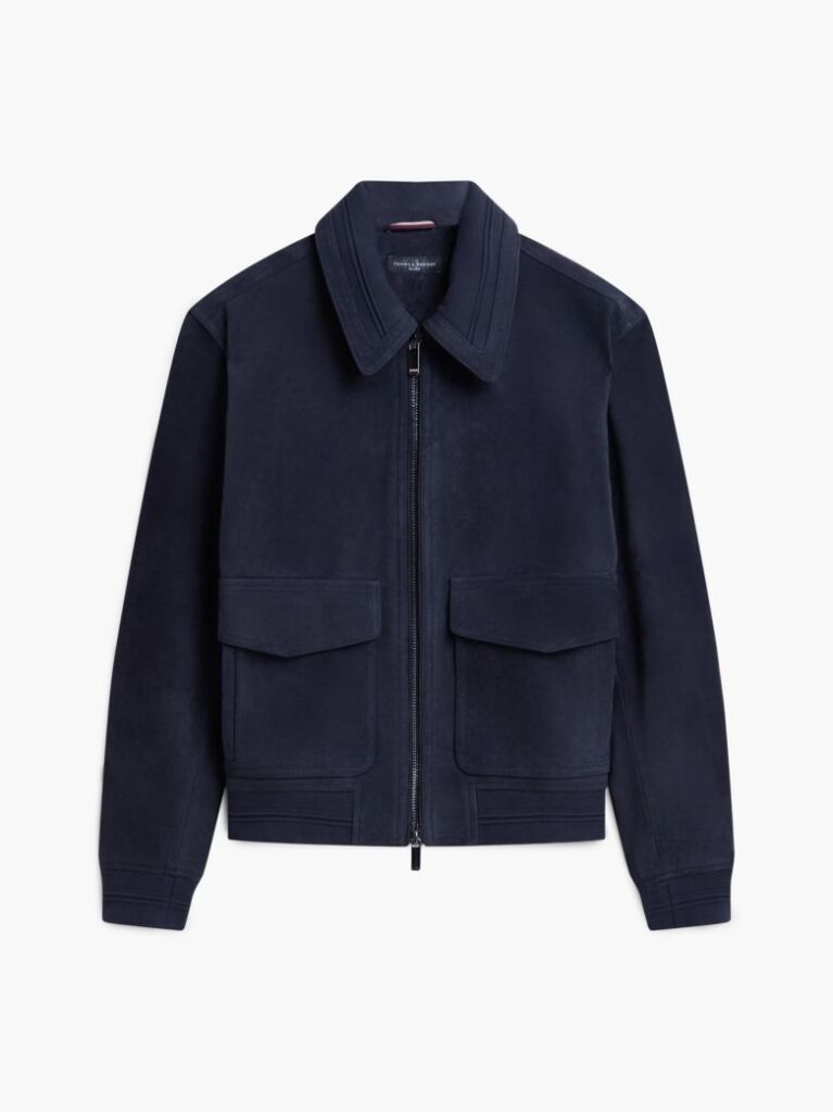 Blue New York Label Leather Zip-Thru Jacket  Men
