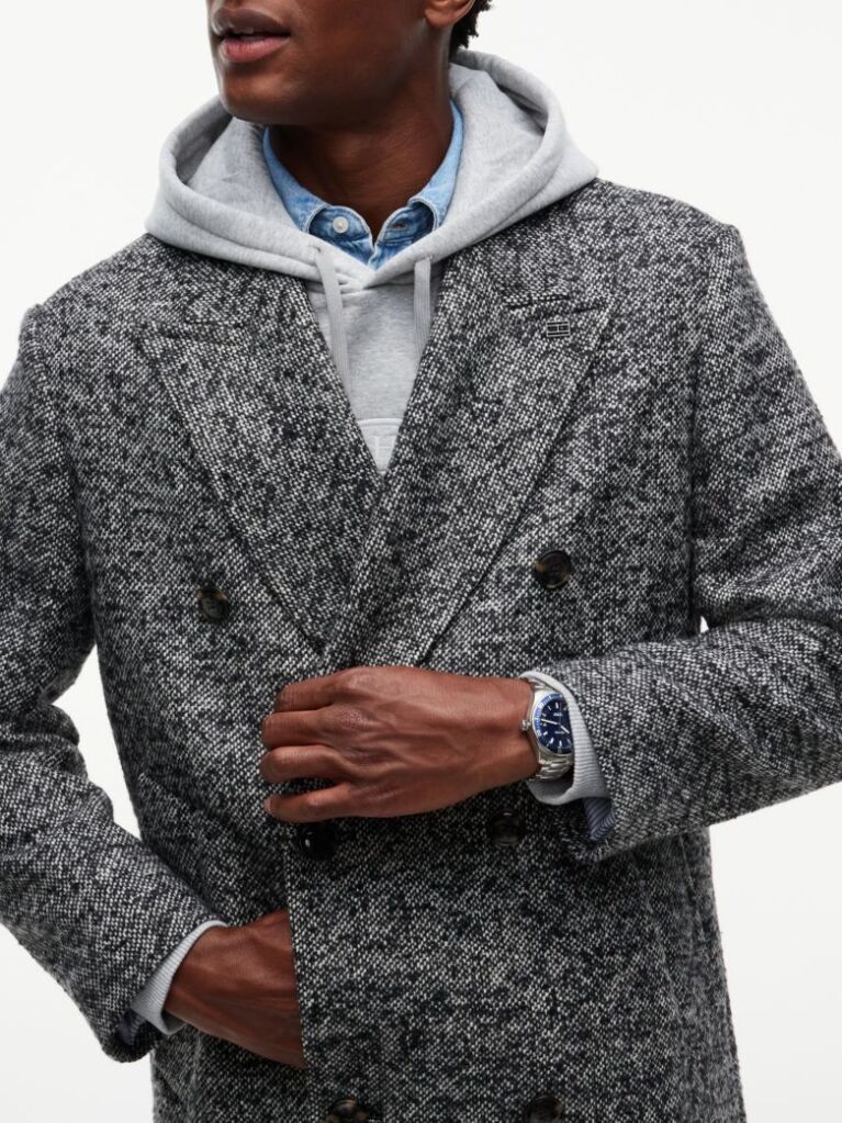 Grey New York Label Wool Blend Longline Coat  Men