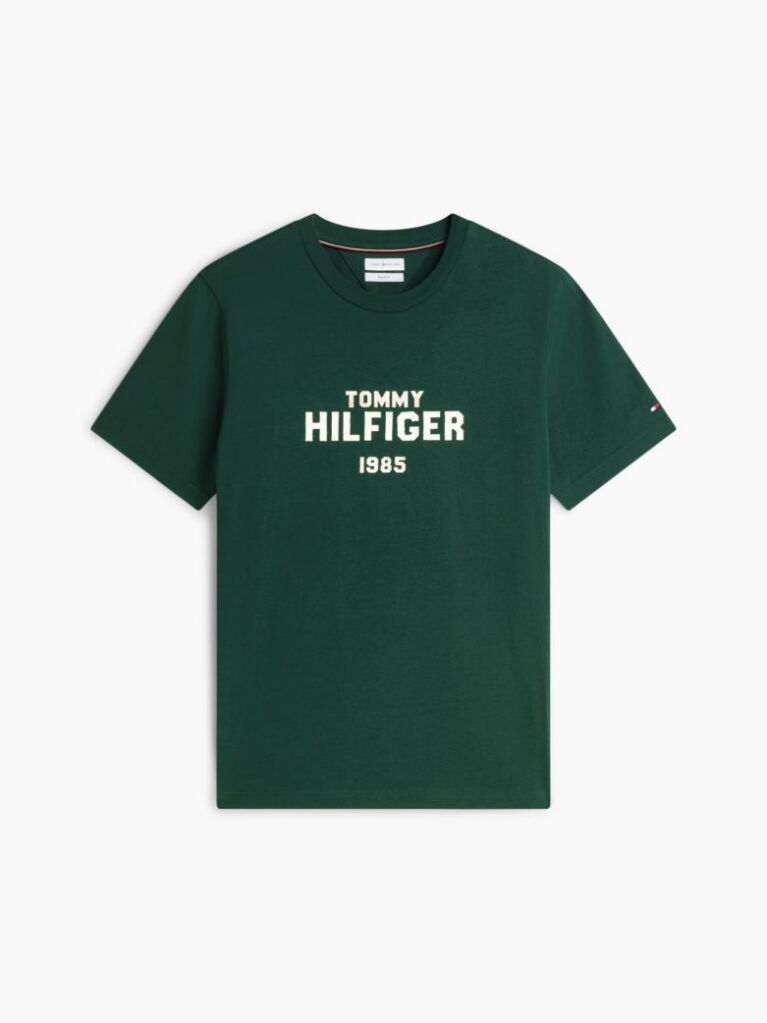 Green Contrast Logo Crew Neck Jersey T-Shirt  Men
