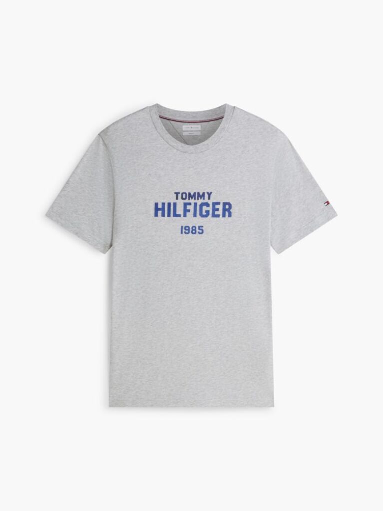 Grey Contrast Logo Crew Neck Jersey T-Shirt  Men