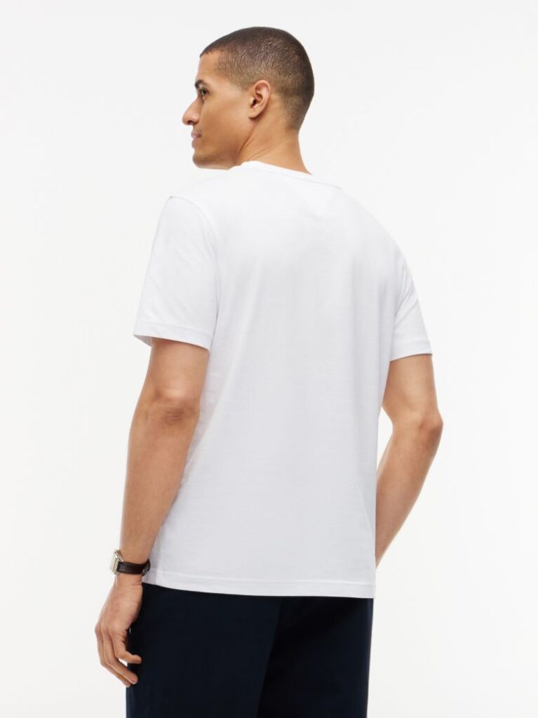 White Contrast Logo Crew Neck Jersey T-Shirt  Men