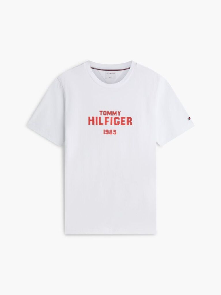 White Contrast Logo Crew Neck Jersey T-Shirt  Men