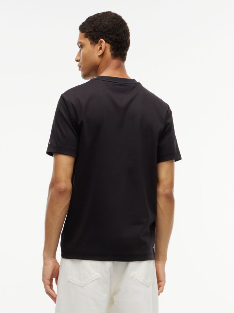 Μαύρο T-Shirt Με Λογότυπο Και Interlock Πλέξη   Άνδρες