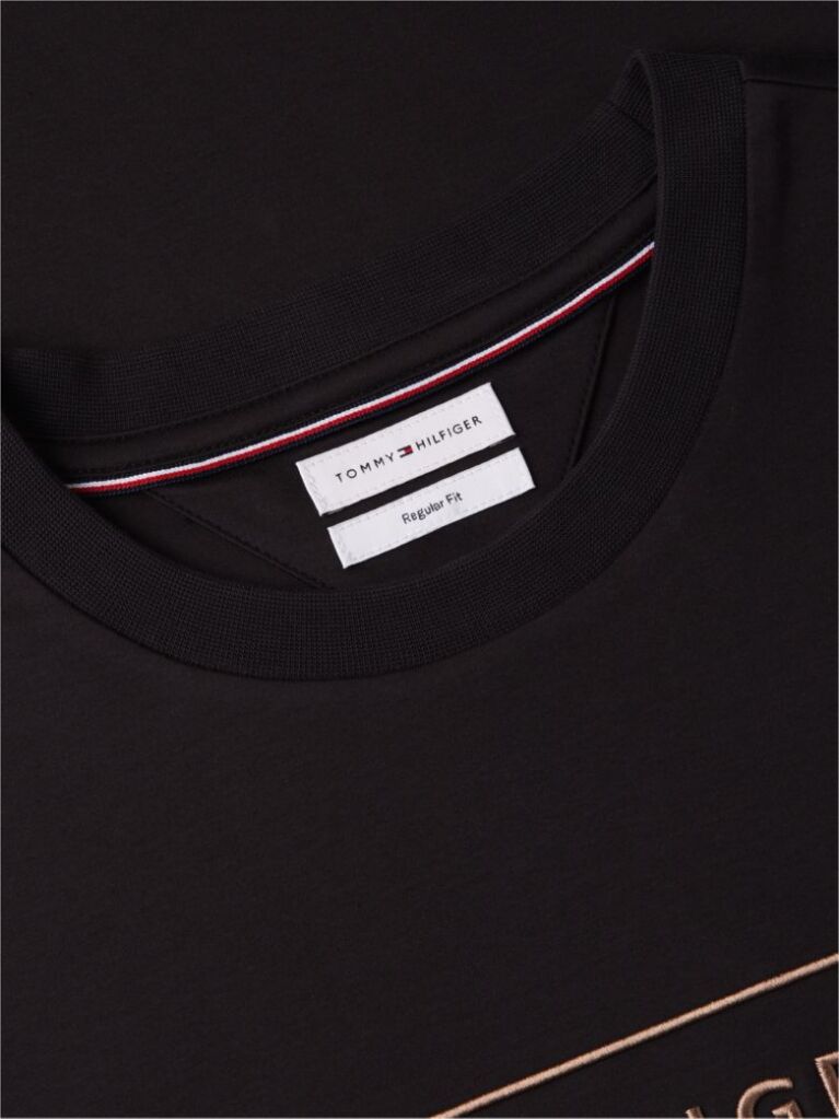 Μαύρο T-Shirt Με Λογότυπο Και Interlock Πλέξη   Άνδρες