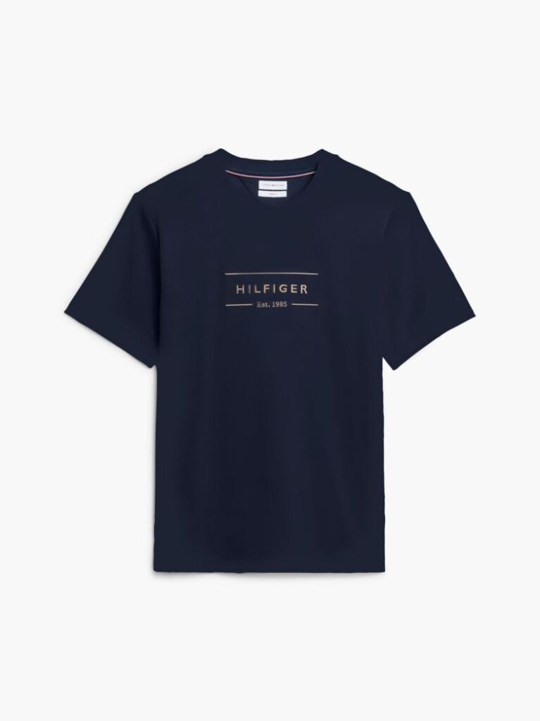 Μπλε T-Shirt Με Λογότυπο Και Interlock Πλέξη   Άνδρες