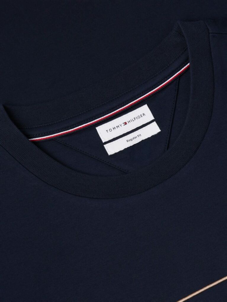 Μπλε T-Shirt Με Λογότυπο Και Interlock Πλέξη   Άνδρες