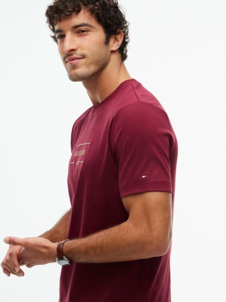 Κόκκινο T-Shirt Με Λογότυπο Και Interlock Πλέξη   Άνδρες