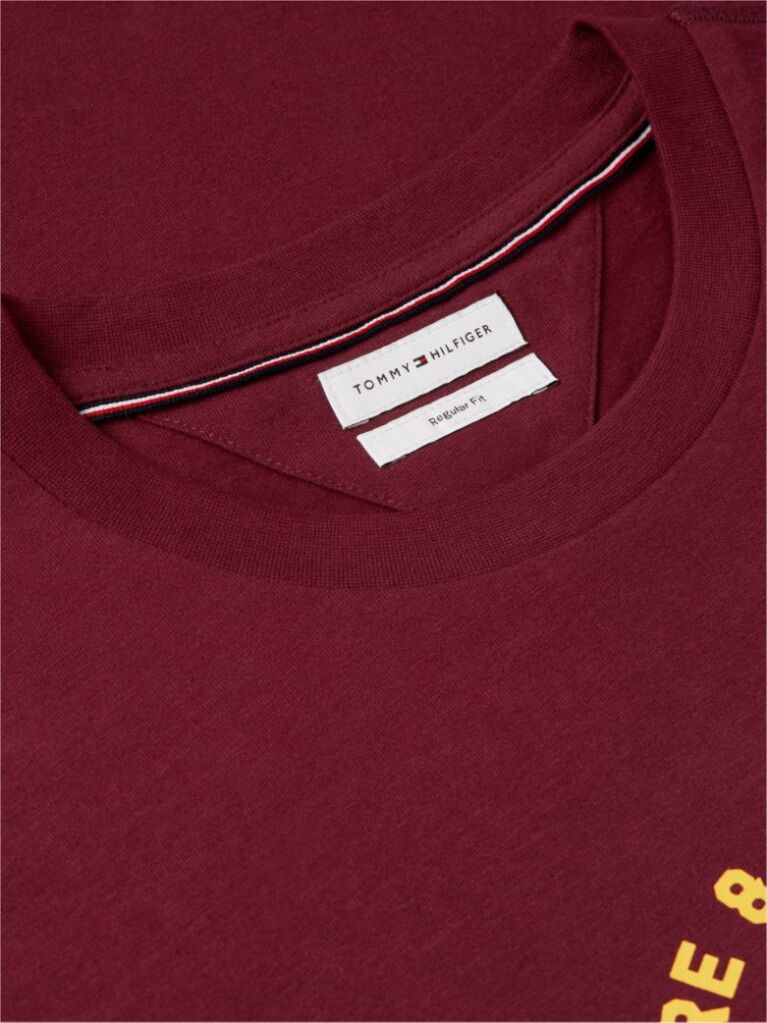 Κόκκινο Βαμβακερό T-Shirt Με Varsity Λογότυπο  Άνδρες