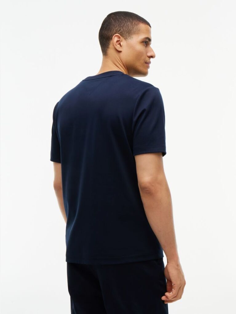 Blue Embossed Logo Interlock Knit T-Shirt  Men