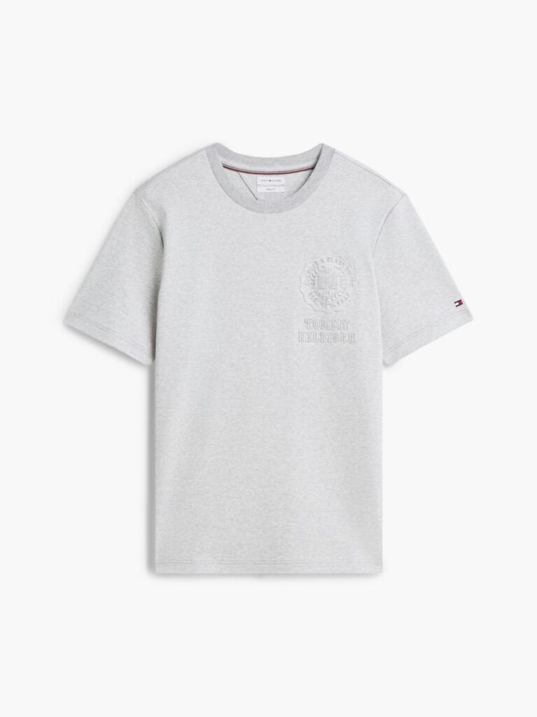 Grey Embossed Logo Interlock Knit T-Shirt  Men