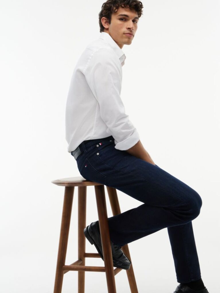 Blue Denton Slim Straight Jeans  Men