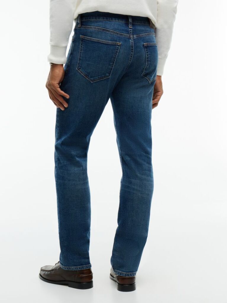Blue Denton Slim Straight Whiskered Jeans  Men