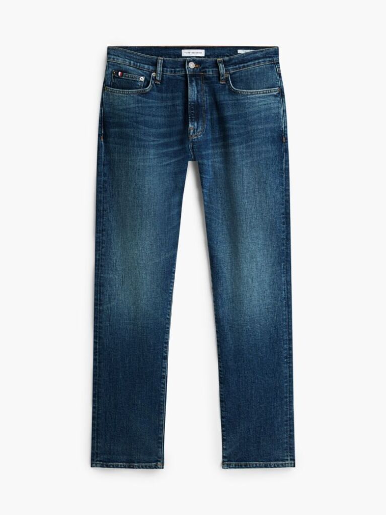 Blue Denton Slim Straight Whiskered Jeans  Men