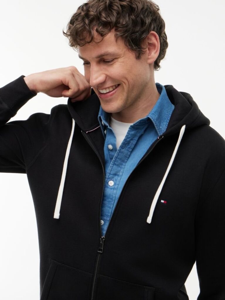 Black Flag Embroidery Fleece Zip-Thru Hoody  Men