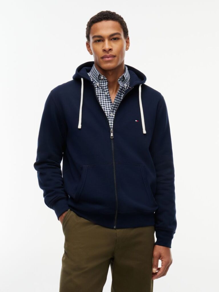 Blue Flag Embroidery Fleece Zip-Thru Hoody  Men