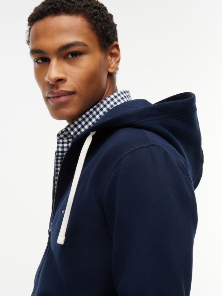 Blue Flag Embroidery Fleece Zip-Thru Hoody  Men
