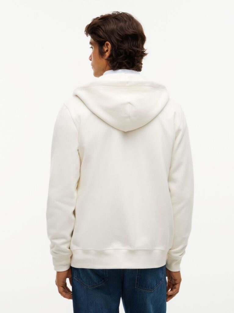 Beige Flag Embroidery Fleece Zip-Thru Hoody  Men