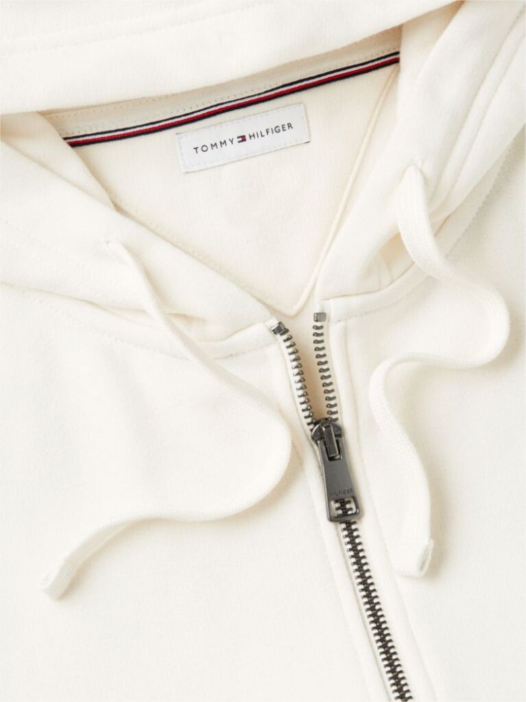 Beige Flag Embroidery Fleece Zip-Thru Hoody  Men