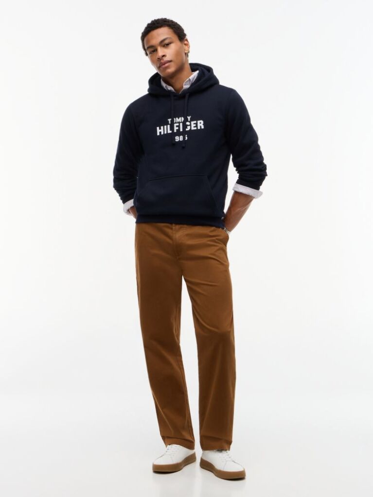 Blue Logo Embroidery Fleece Hoody  Men