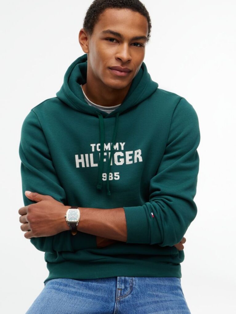Πράσινο Fleece Hoody Με Κεντητό Λογότυπο  Άνδρες
