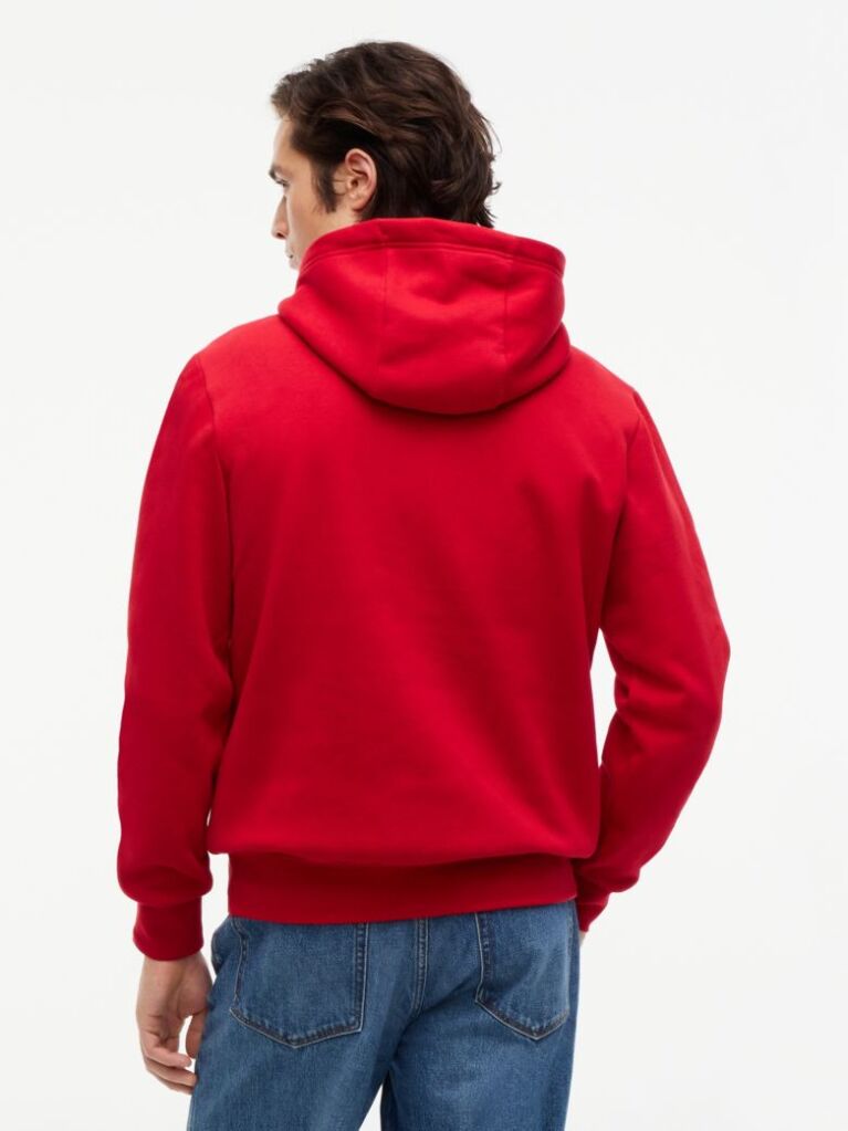 Κόκκινο Fleece Hoody Με Κεντητό Λογότυπο  Άνδρες