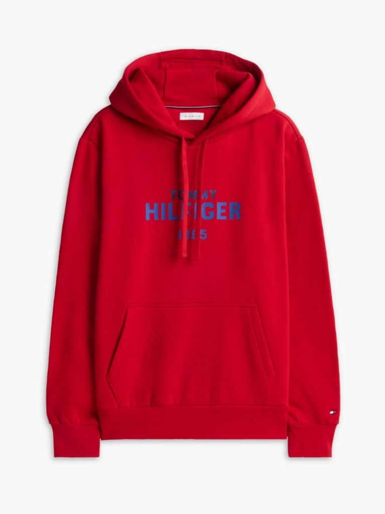 Κόκκινο Fleece Hoody Με Κεντητό Λογότυπο  Άνδρες