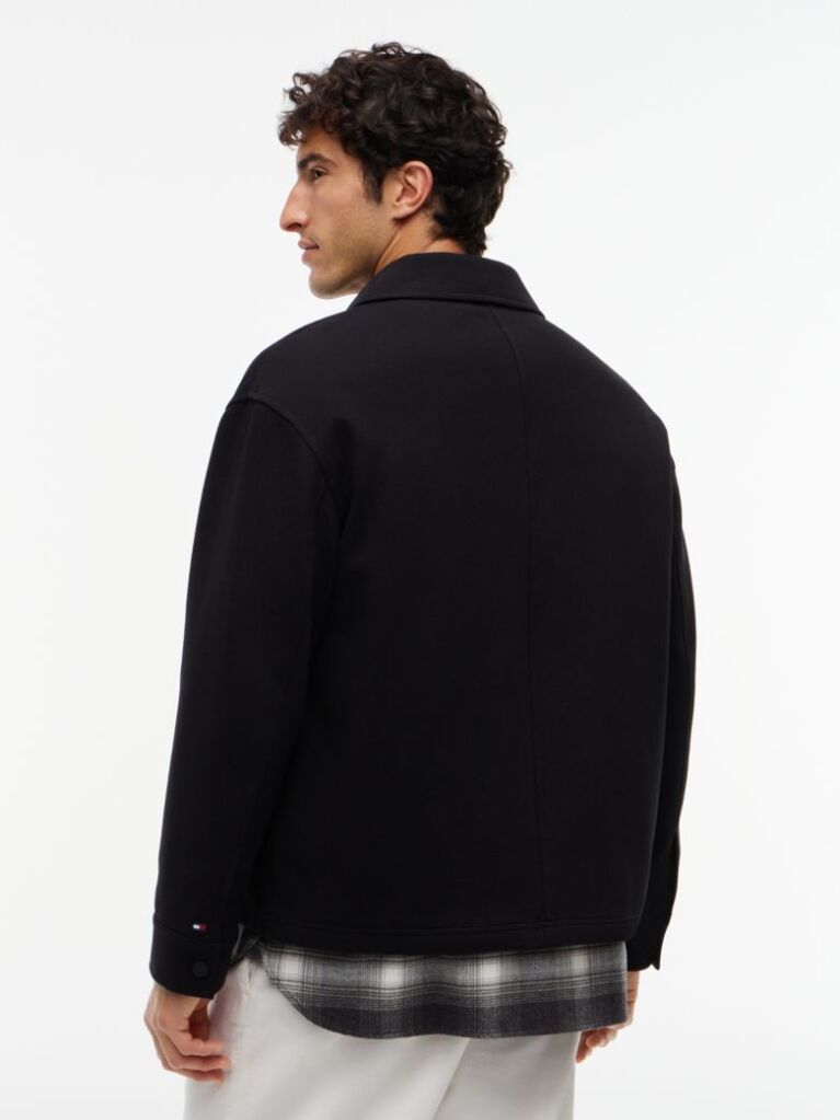 Black Mixed Texture Relaxed Chore Jacket  Men