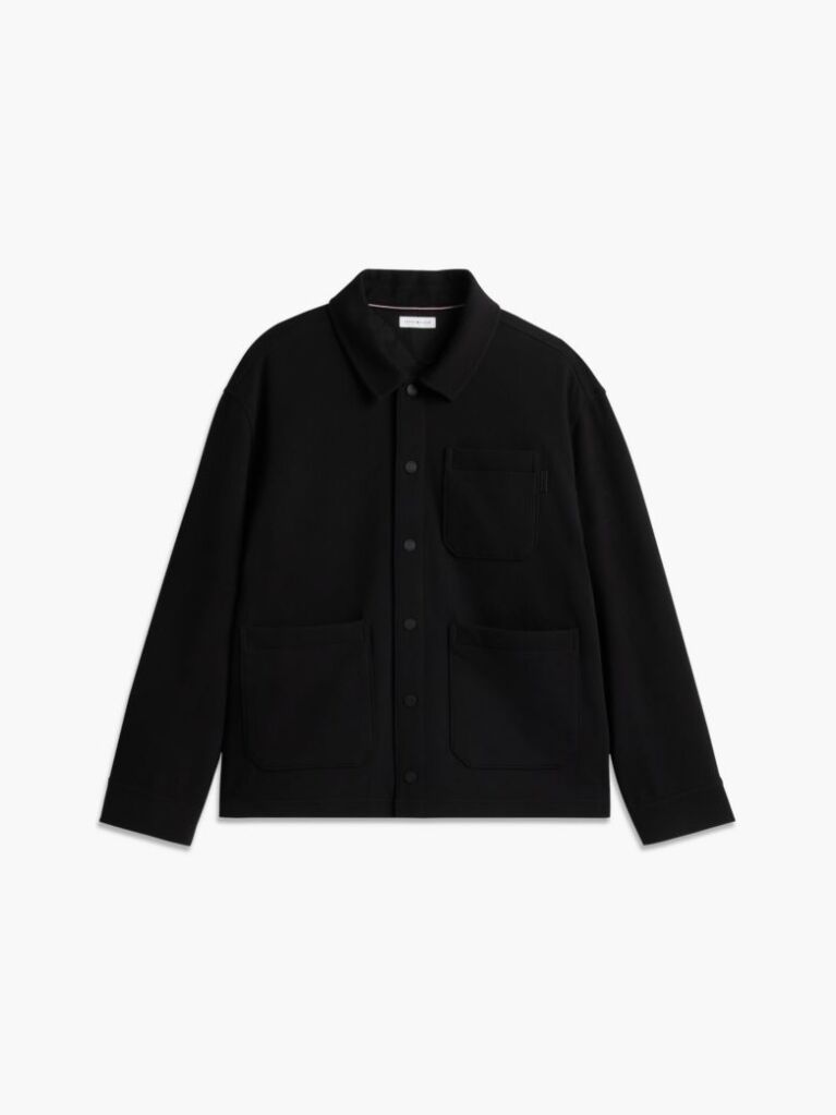 Black Mixed Texture Relaxed Chore Jacket  Men