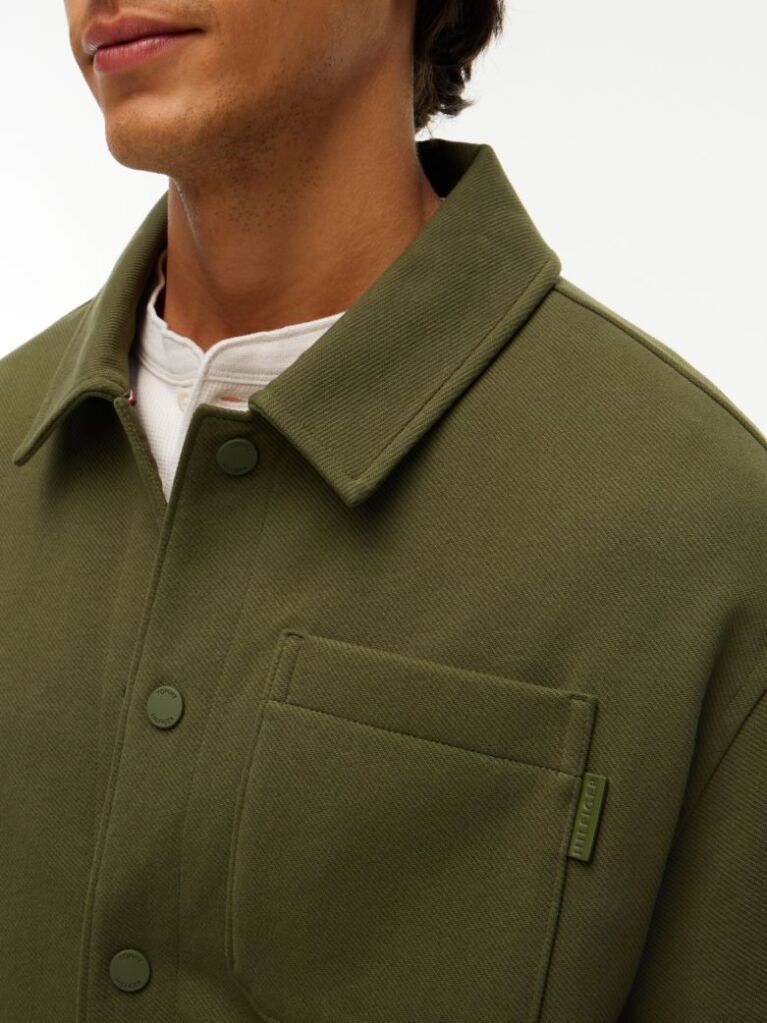 Green Mixed Texture Relaxed Chore Jacket  Men