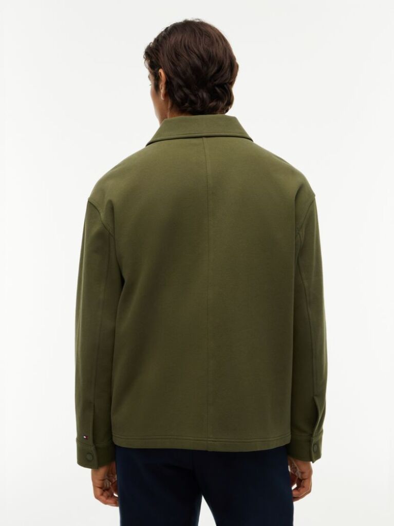 Green Mixed Texture Relaxed Chore Jacket  Men