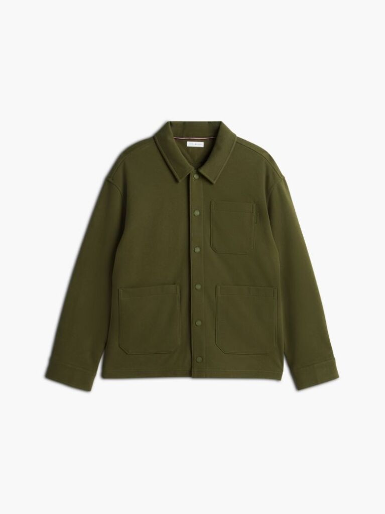 Green Mixed Texture Relaxed Chore Jacket  Men