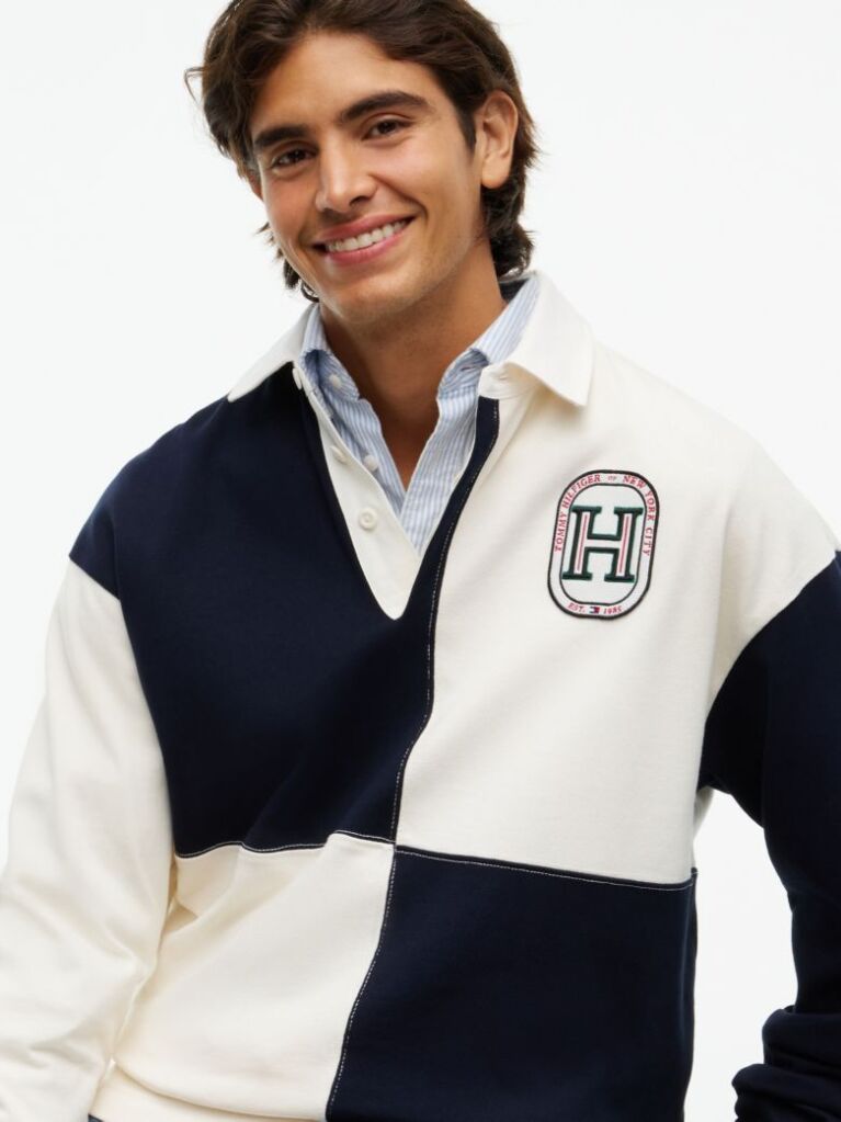 Multi Varsity Colour-Blocked Relaxed Rugby Shirt  Men