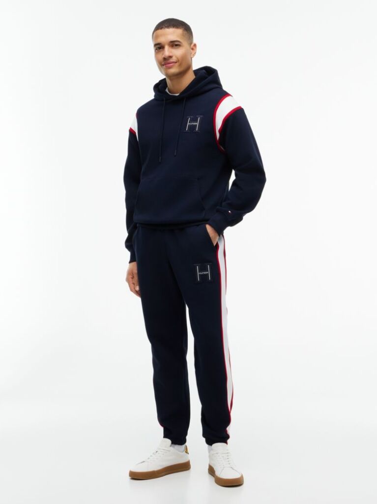 Μπλε Hoody Με Varsity Λογότυπο Και Λεπτομέρεια Σε Αντίθεση  Άνδρες