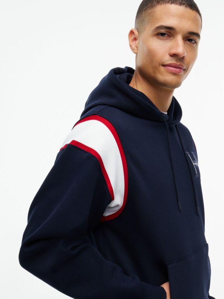 Μπλε Hoody Με Varsity Λογότυπο Και Λεπτομέρεια Σε Αντίθεση  Άνδρες
