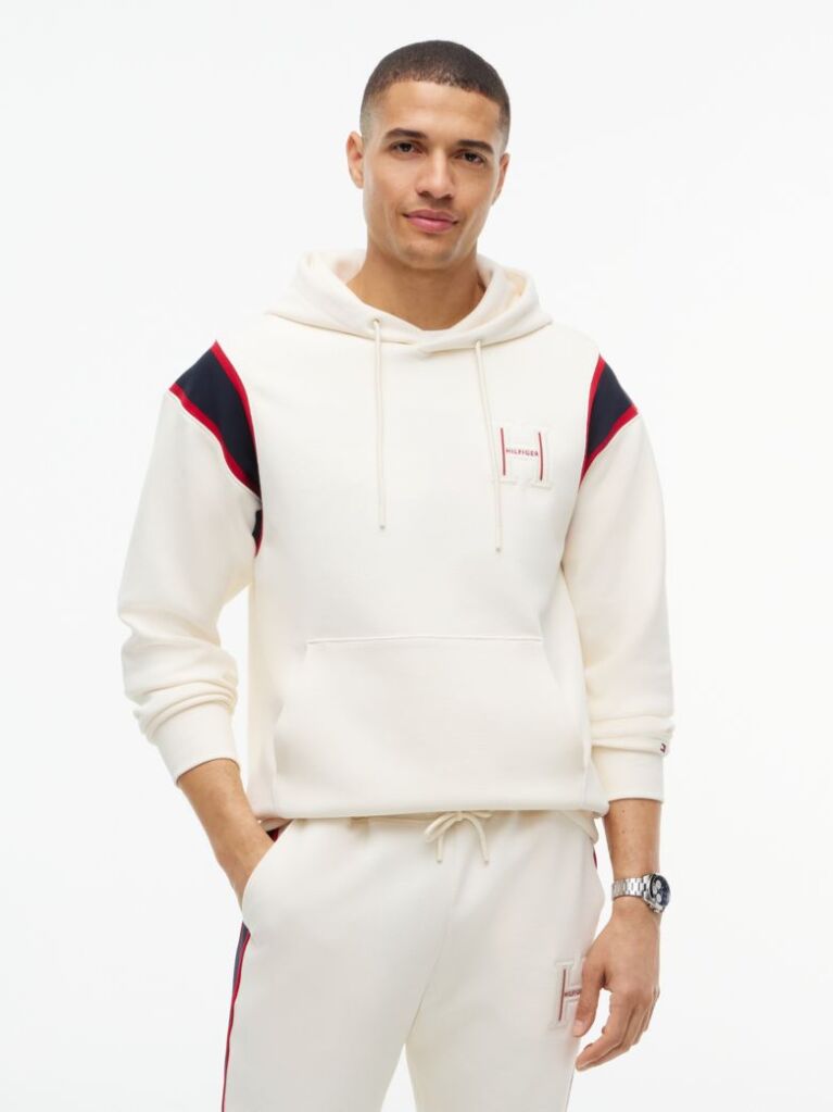 Μπεζ Hoody Με Varsity Λογότυπο Και Λεπτομέρεια Σε Αντίθεση  Άνδρες