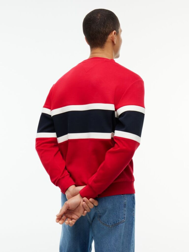 Red Colour-Blocked Intecho Knit Sweatshirt  Men