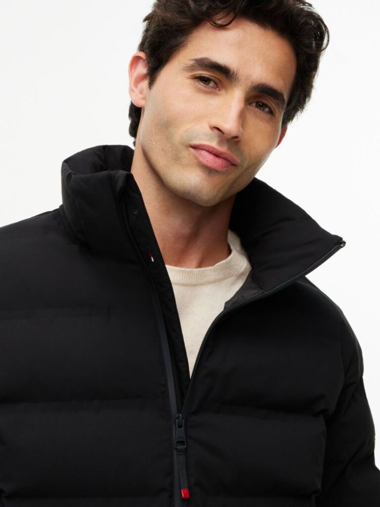 Black Performance Tech Padded Hooded Jacket  Men