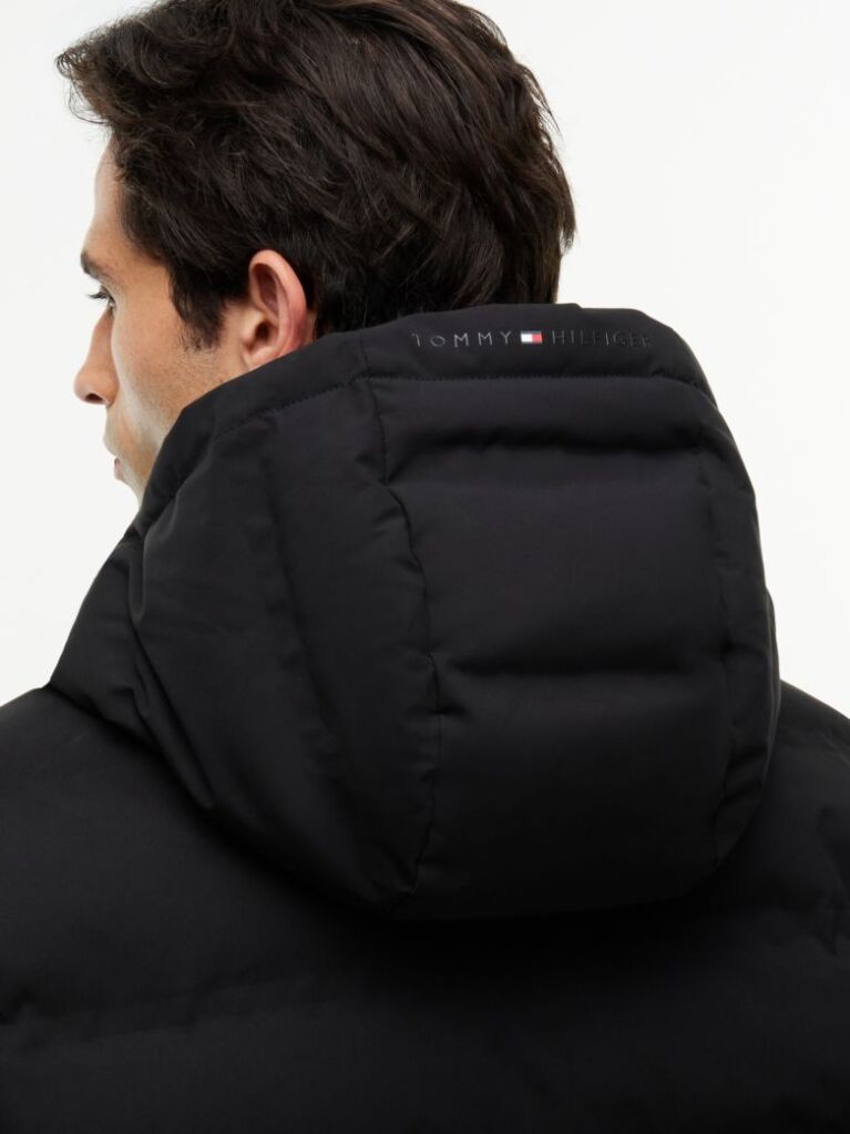 Black Performance Tech Padded Hooded Jacket  Men
