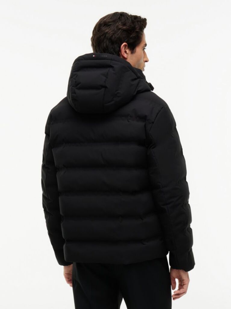 Black Performance Tech Padded Hooded Jacket  Men