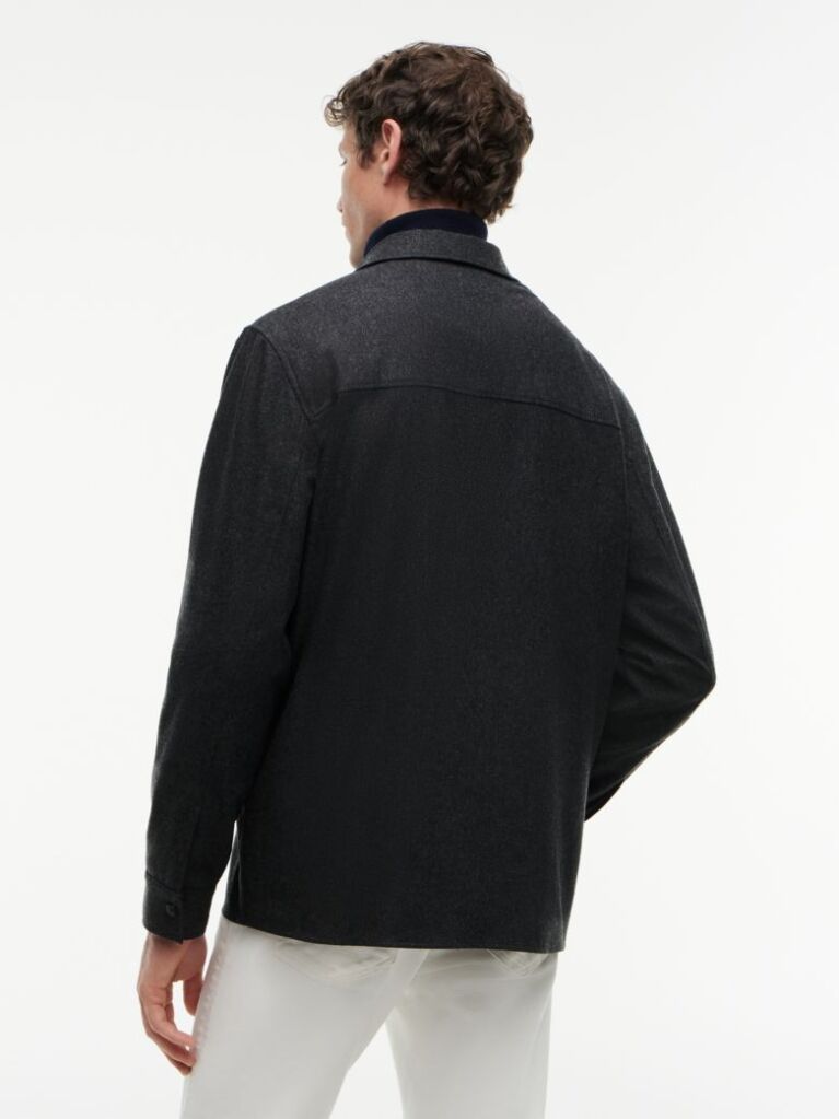 Γκρι New York Φανελένιο Overshirt Σε Κανονική Γραμμή  Άνδρες