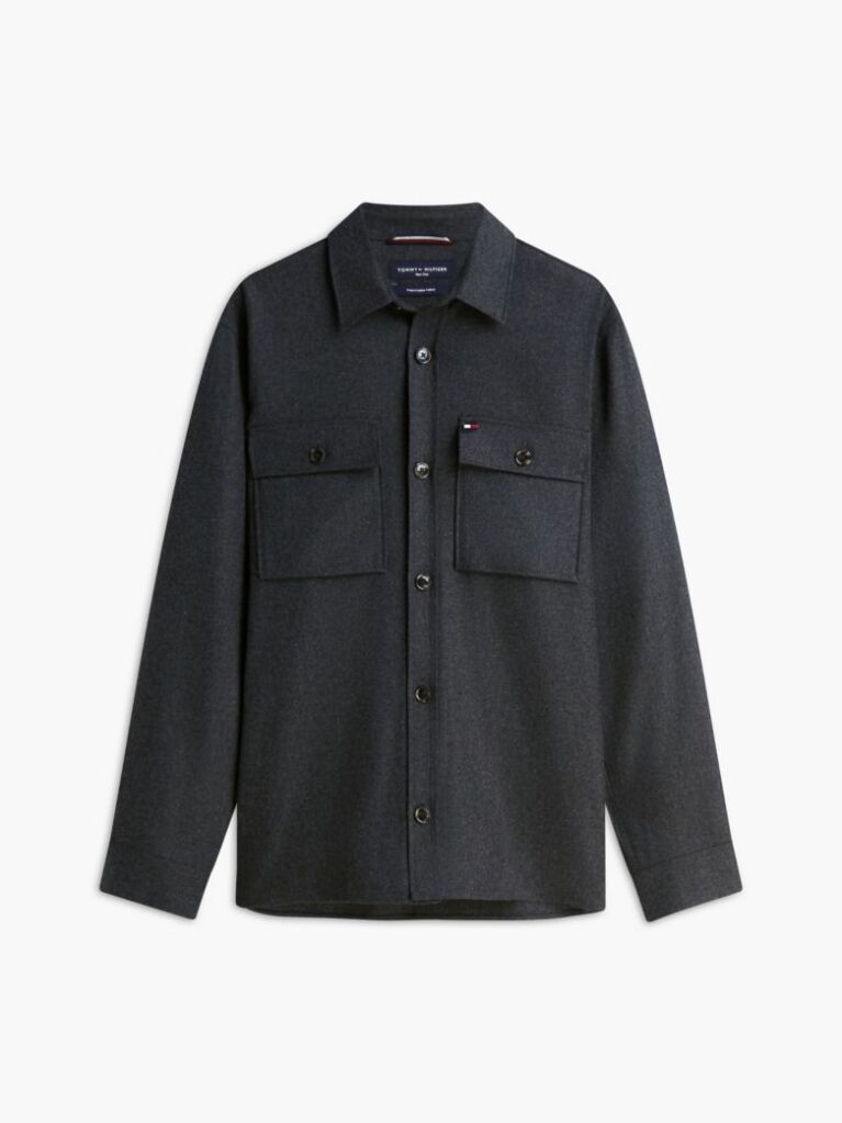 Γκρι New York Φανελένιο Overshirt Σε Κανονική Γραμμή  Άνδρες