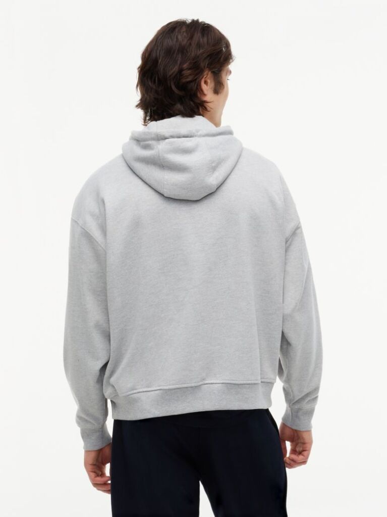 Grey Washed Flag Logo Fleece Relaxed Hoody  Men